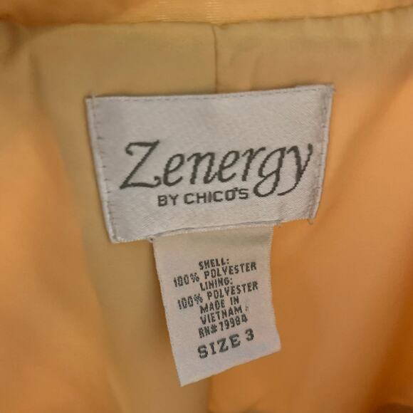 Chico's Zenergy Windbreaker  Size 3 (XL) Pockets Full Zip Buttons Softshell Gold - Picture 3 of 5
